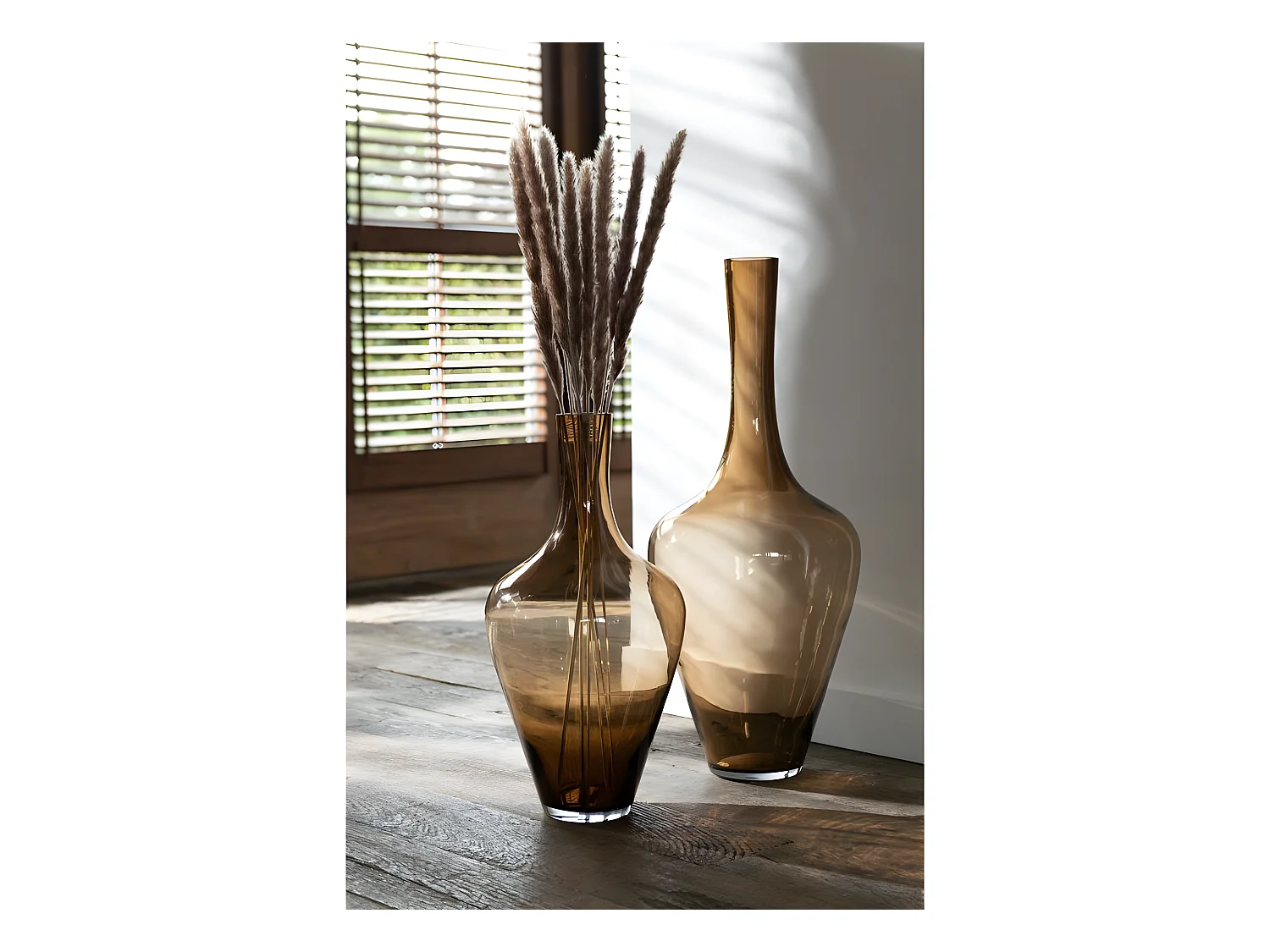 Vase Design en Verre "Joni" 70cm Marron Ambre