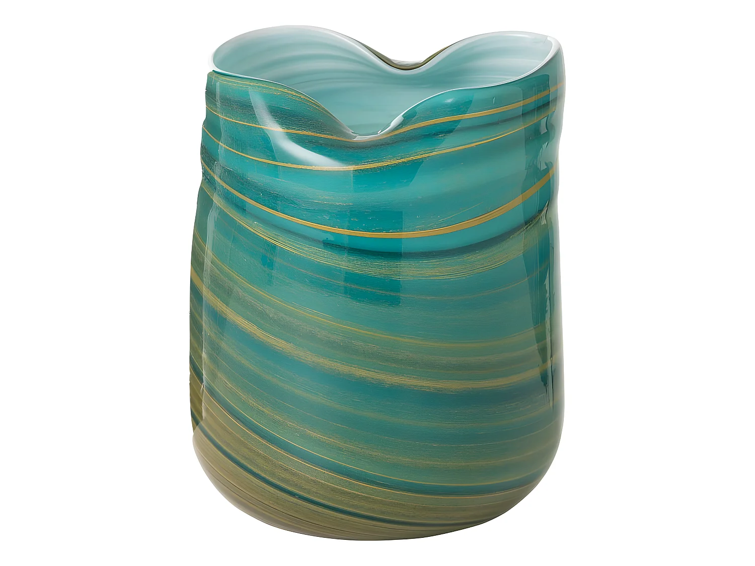 Jarrón de estilo ondulado de vidrio azul 20x19x20 cm