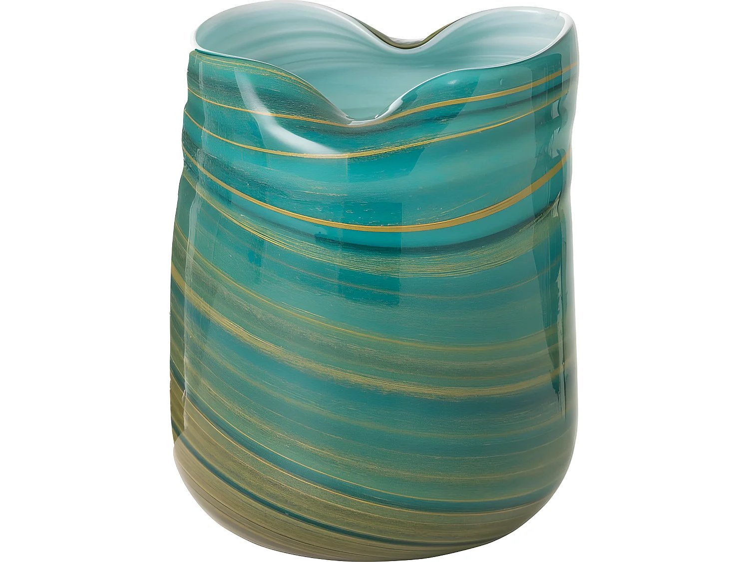 Jarrón de estilo ondulado de vidrio azul 20x19x20 cm