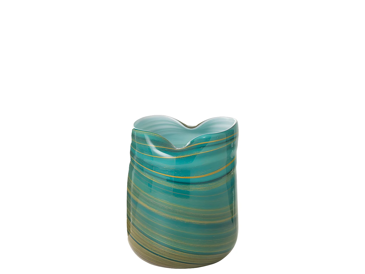 Jarrón de estilo ondulado de vidrio azul 20x19x20 cm