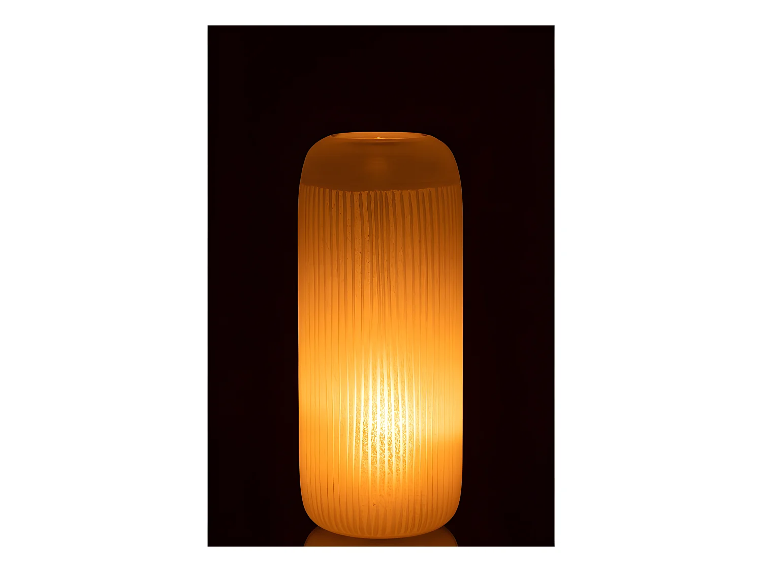 Jarrón con líneas de vidrio amarillo 15x15x34 cm