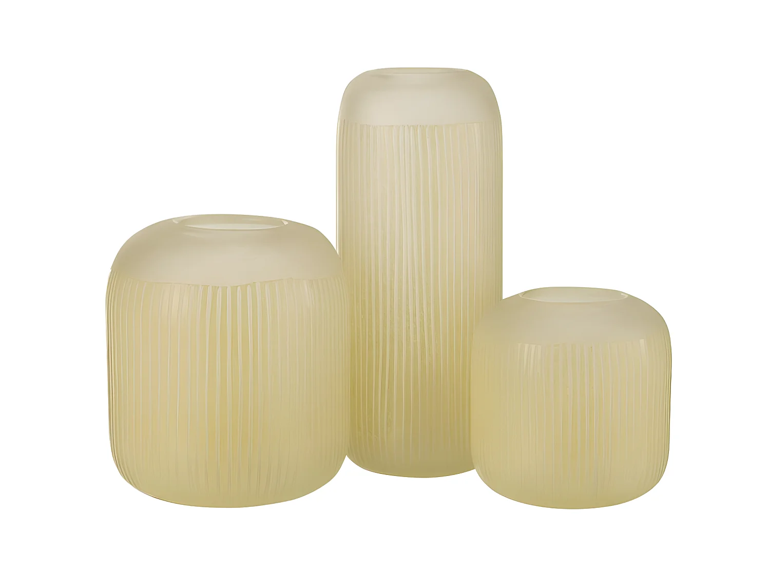 Jarrón con líneas de vidrio amarillo 15x15x34 cm