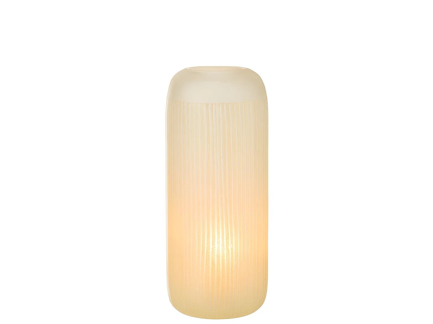 Jarrón con líneas de vidrio amarillo 15x15x34 cm