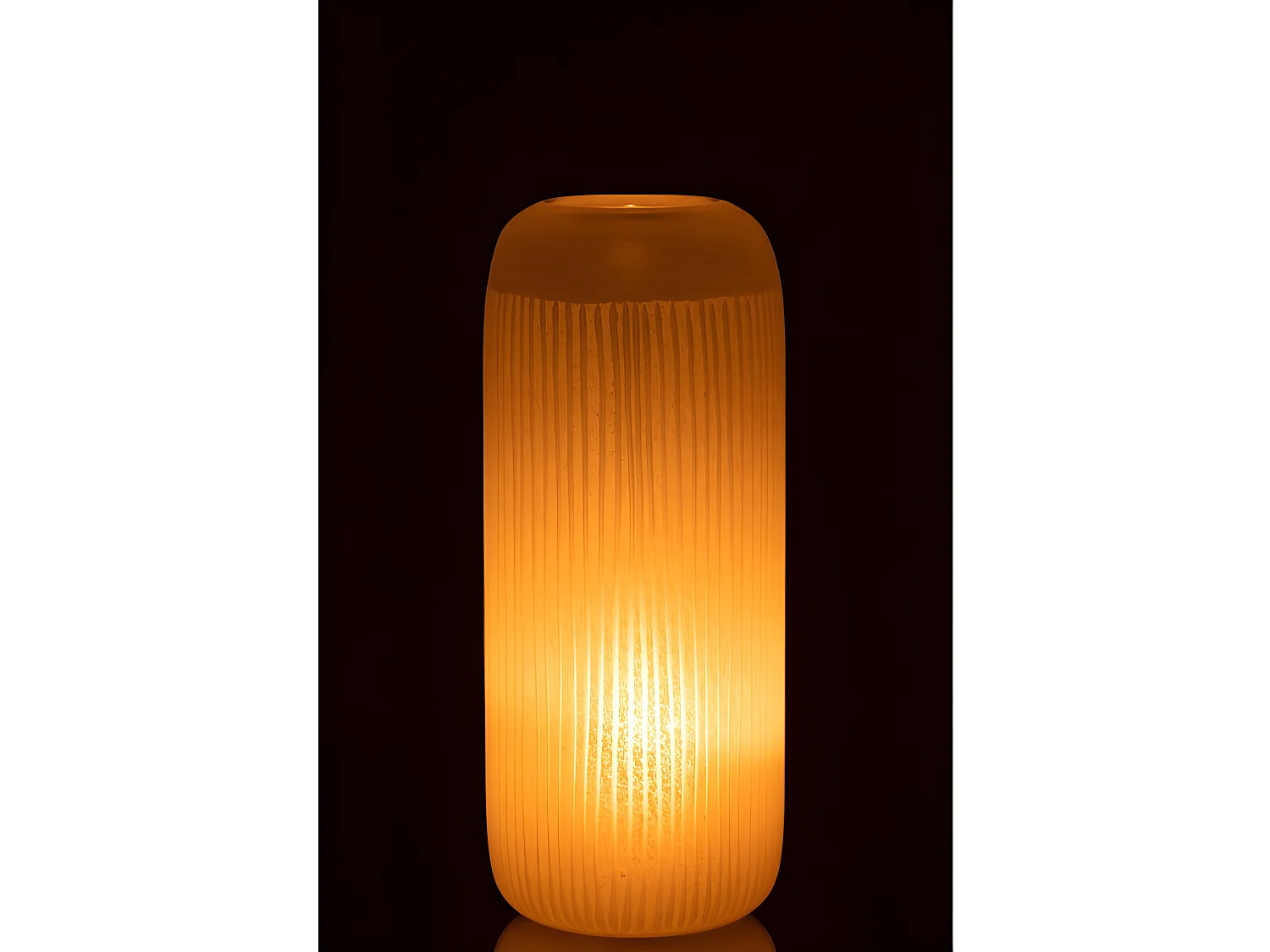 Jarrón con líneas de vidrio amarillo 15x15x34 cm