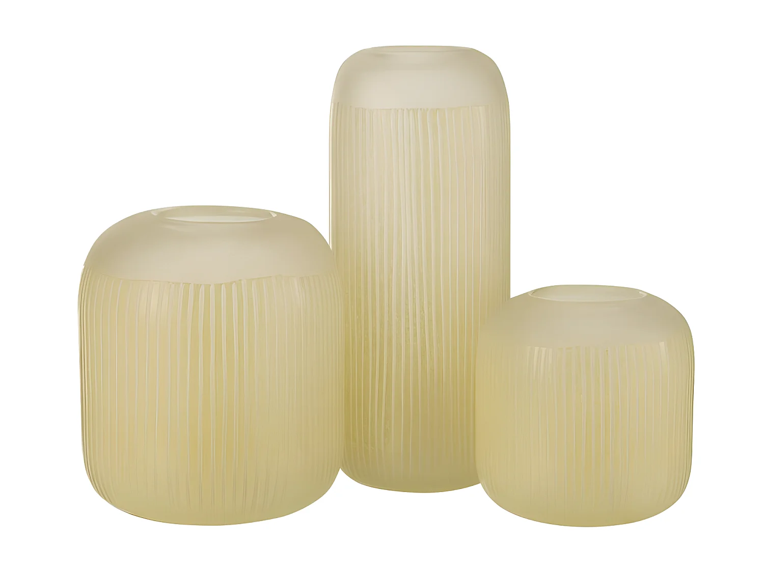 Jarrón con líneas de vidrio amarillo 15x15x34 cm