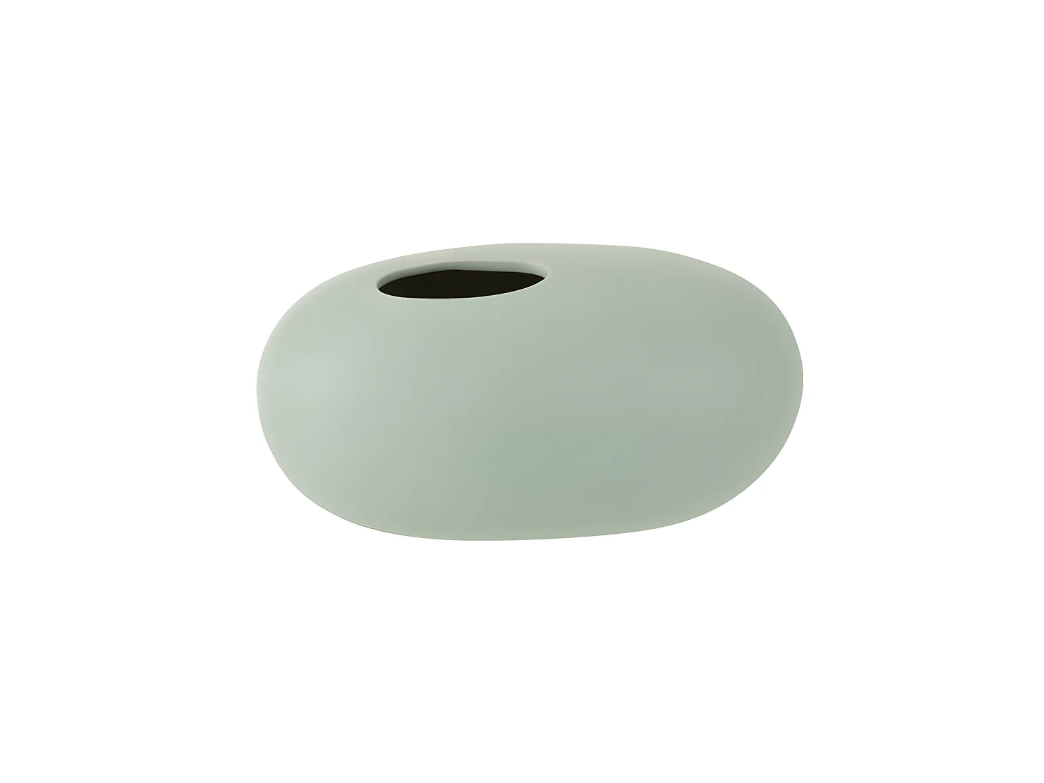 Jarrón ovalado de cerámica verde pastel de 25x15x13cm