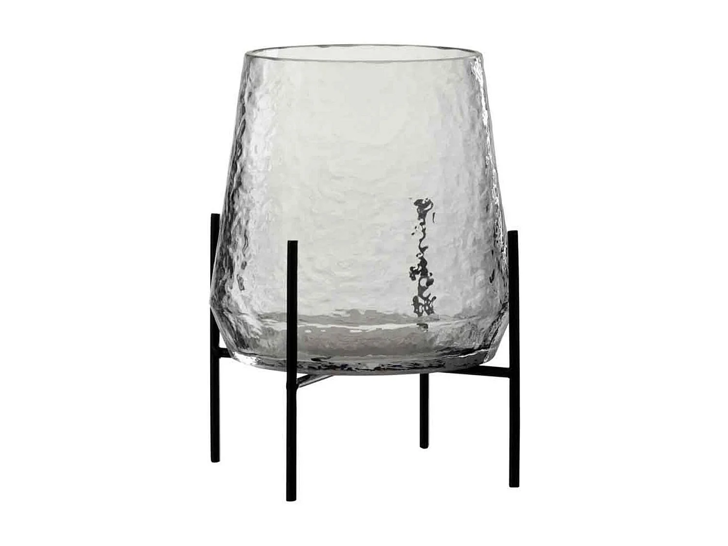 Vaso irregolare a piedi metallo in vetro trasparente 20x20x26 cm