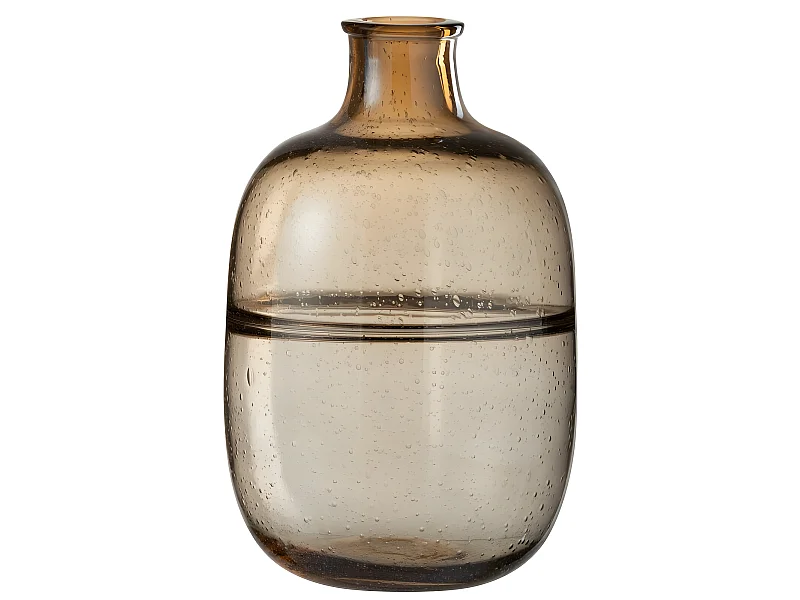 Vaso con collo e anelli in vetro marrone 24x24x35 cm