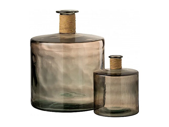 Jarrón de vidrio ámbar en color marrón de 35x35x44 cm