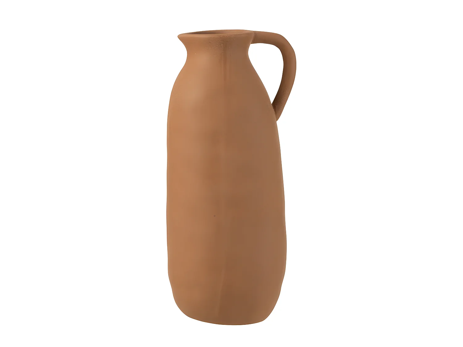 Jarrón alto con asa de cerámica naranja 15x13x36 cm