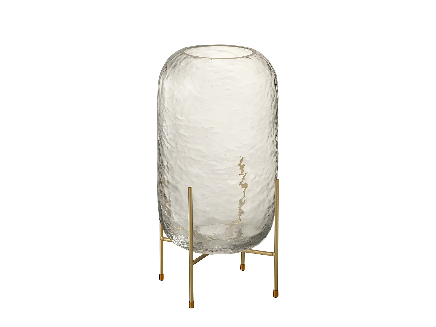 Vaso rotondo in vetro con base in metallo dorato 19x37 cm