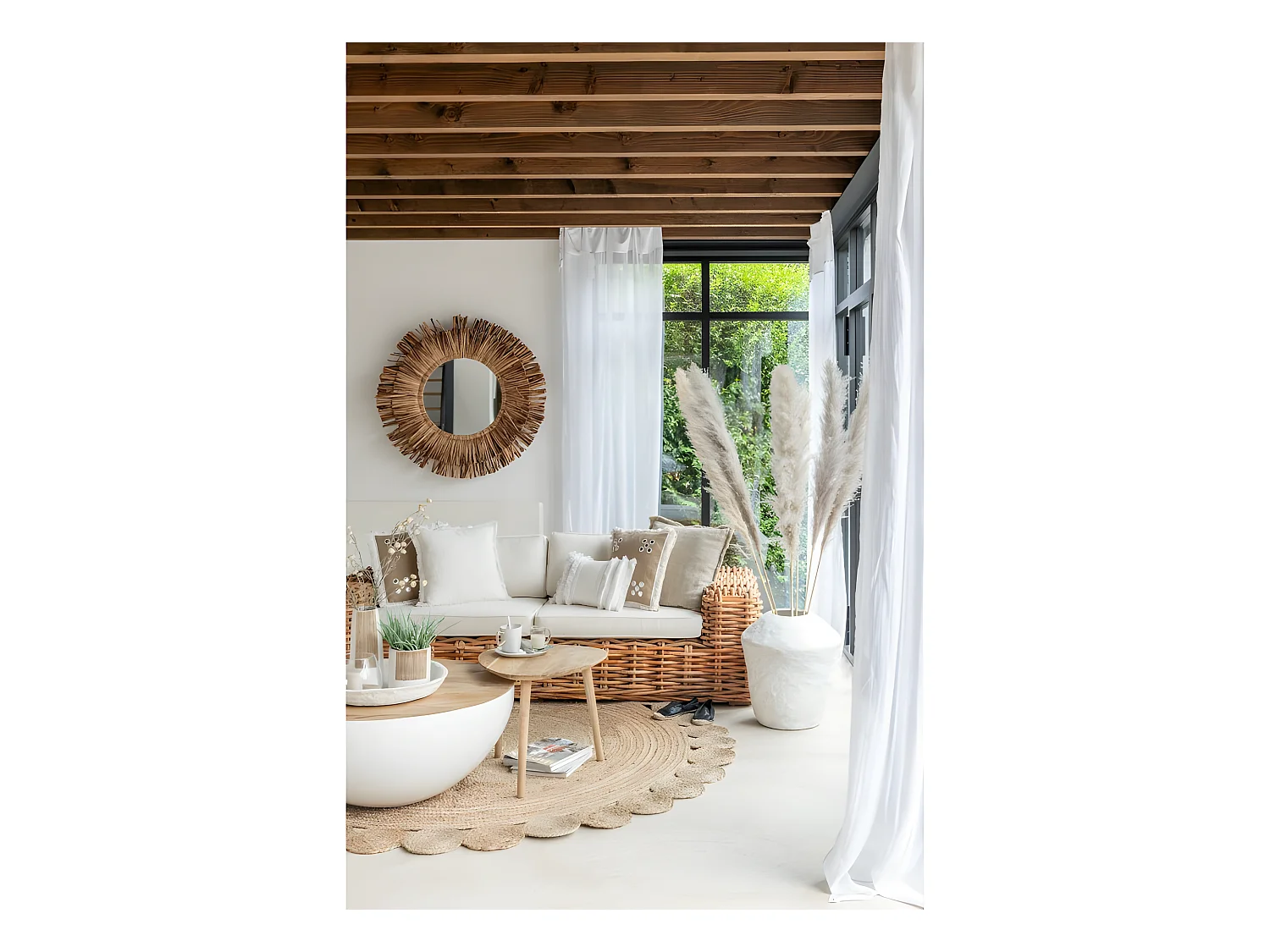 Jarrón alto de papel blanco de 50x50x63 cm