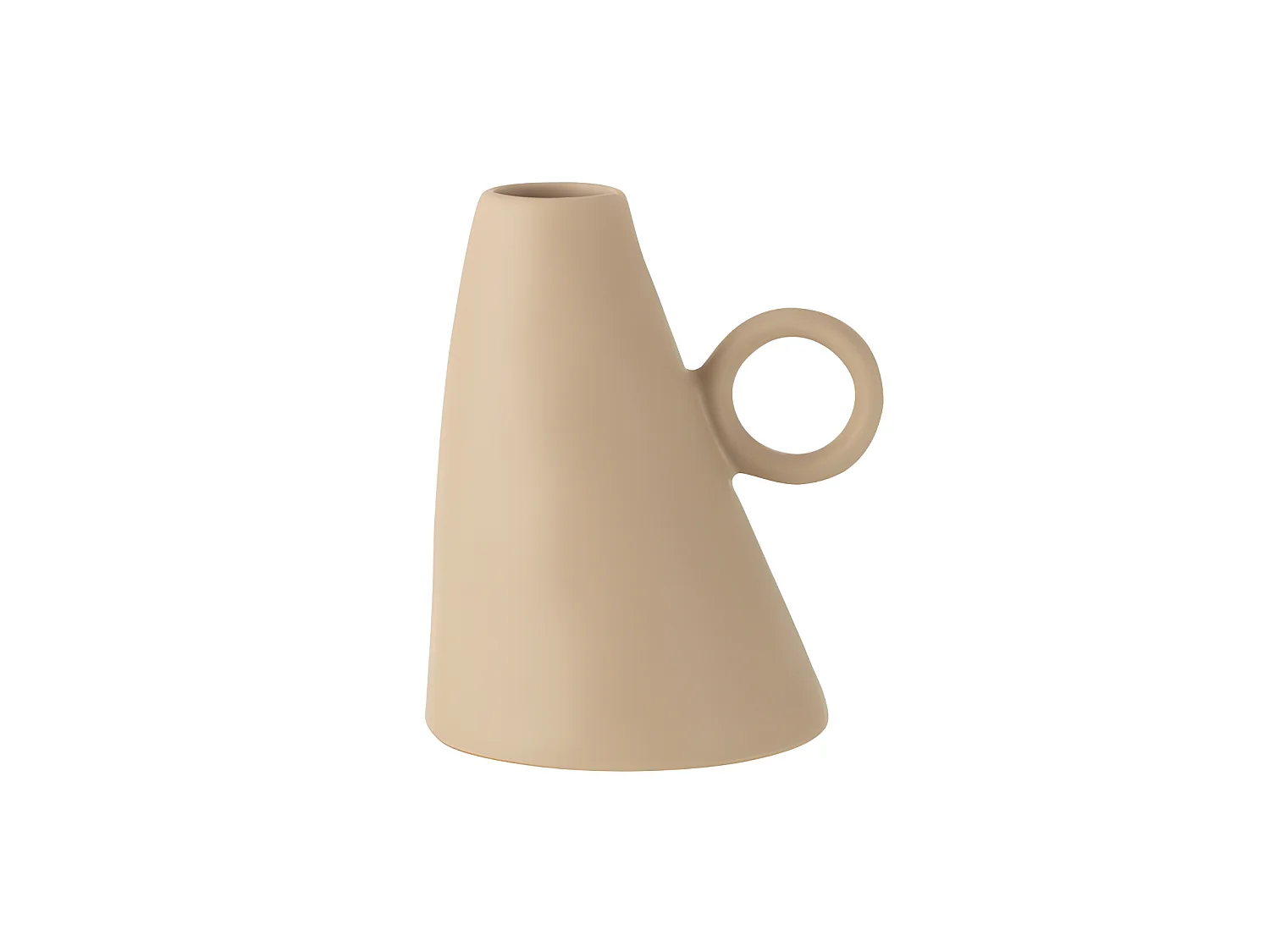 Jarrón inclinado de cerámica beige de 13x12x17 cm