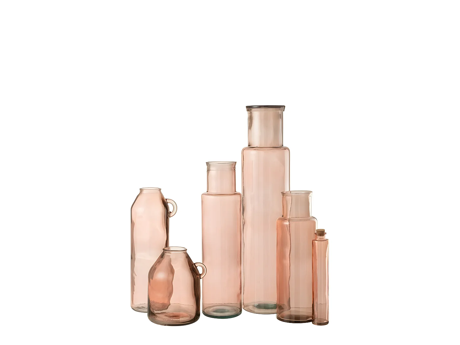 Jarrón con asa de vidrio rosa 17x14x45 cm