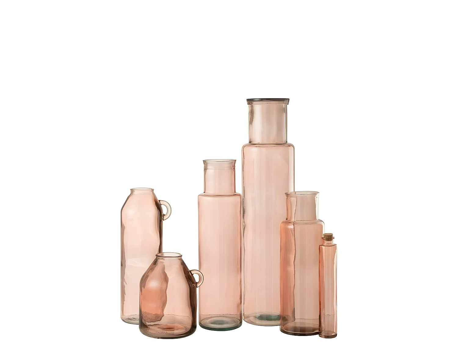 Vaso con manico in vetro rosa 17x14x45 cm