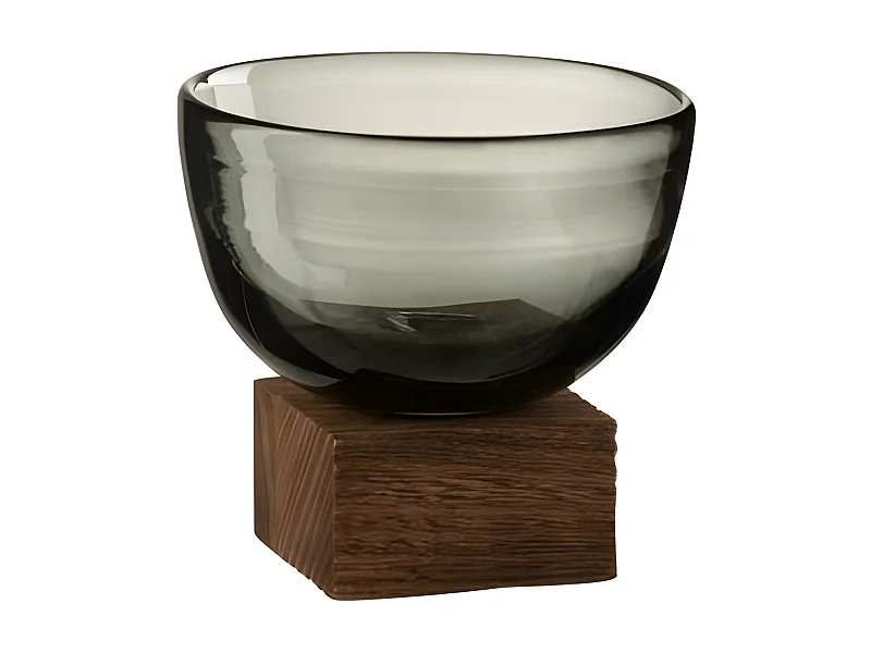 Vaso in vetro grigio 11x12x12 cm