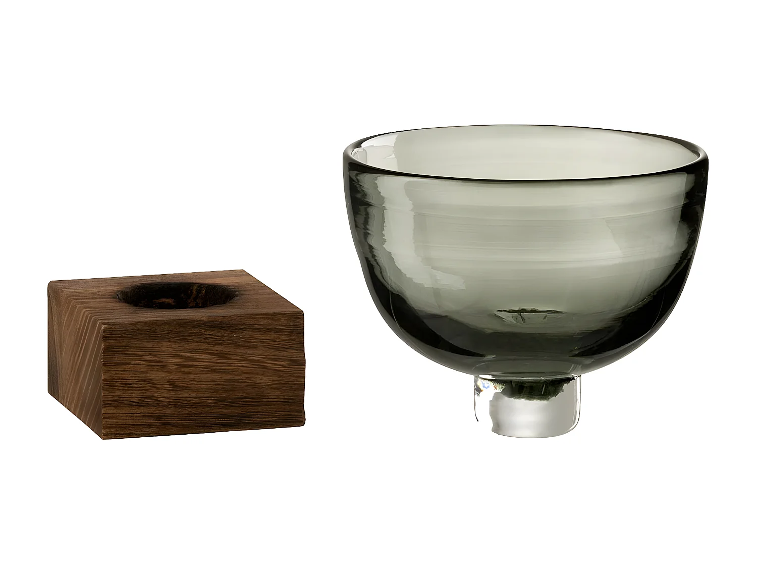 Vaso in vetro grigio 11x12x12 cm