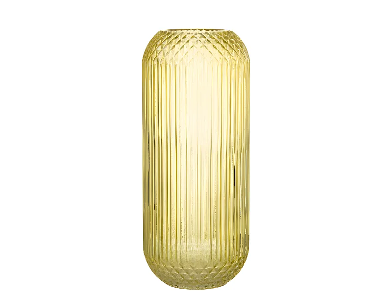 Jarrón de vidrio amarillo recto de L15*l15*H36cm