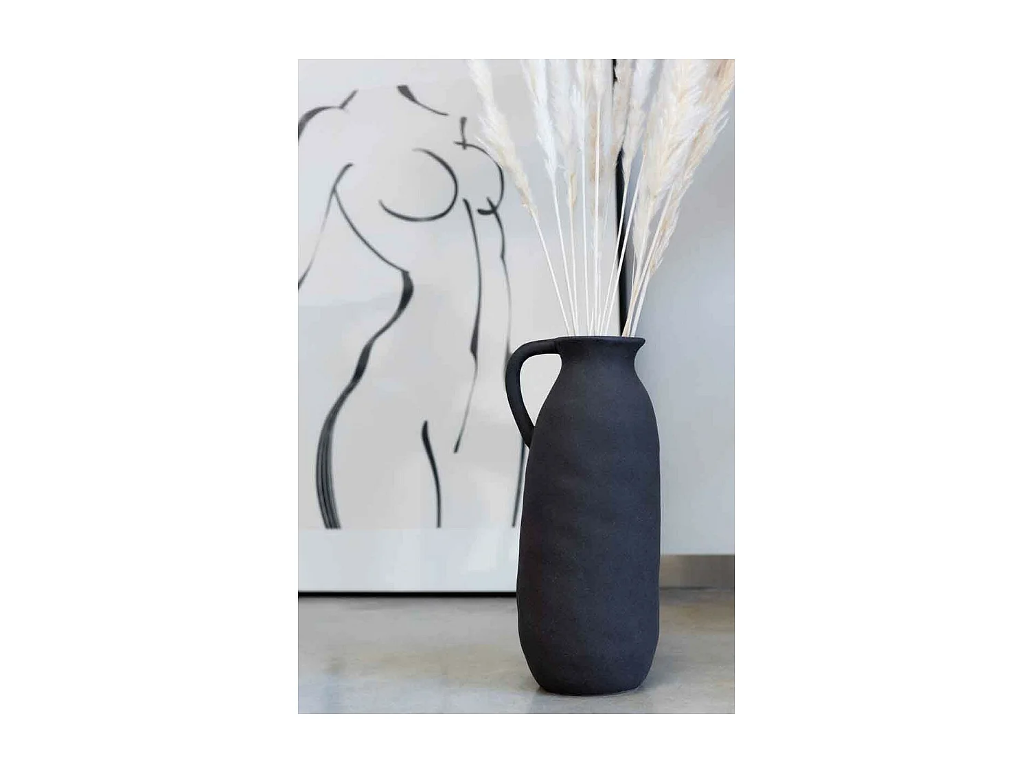 Vase Design en Céramique "Cruche" 35cm Noir