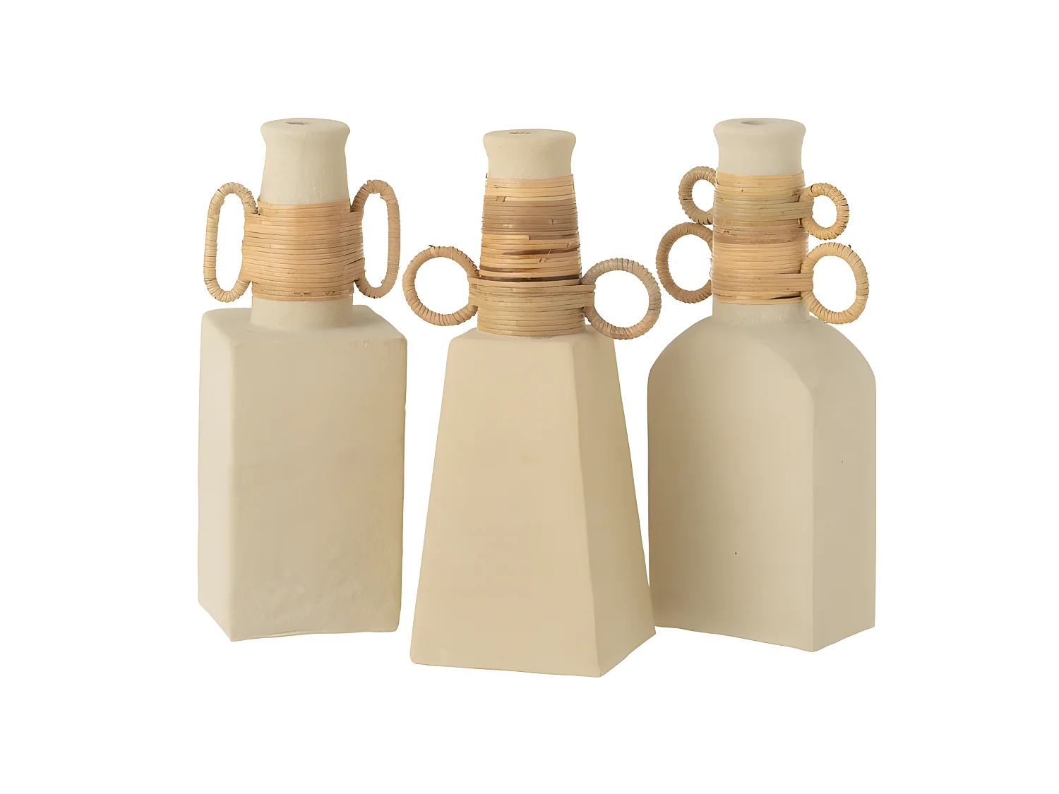 Vaso rettangolare con manici ovali in cemento sabbia naturale 15x29 cm