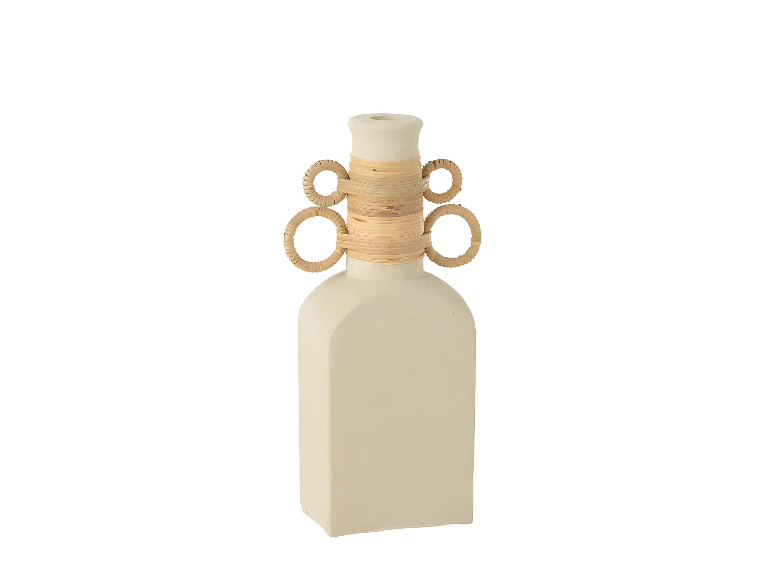 Vaso rettangolare con manici ovali in cemento sabbia naturale 15x29 cm