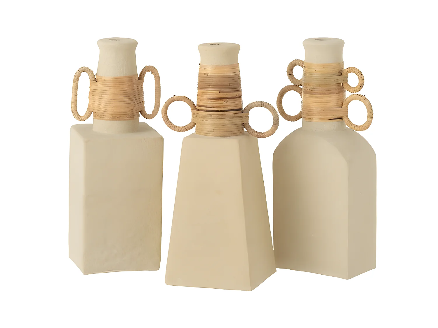 Vaso rettangolare con manici ovali in cemento sabbia naturale 15x29 cm