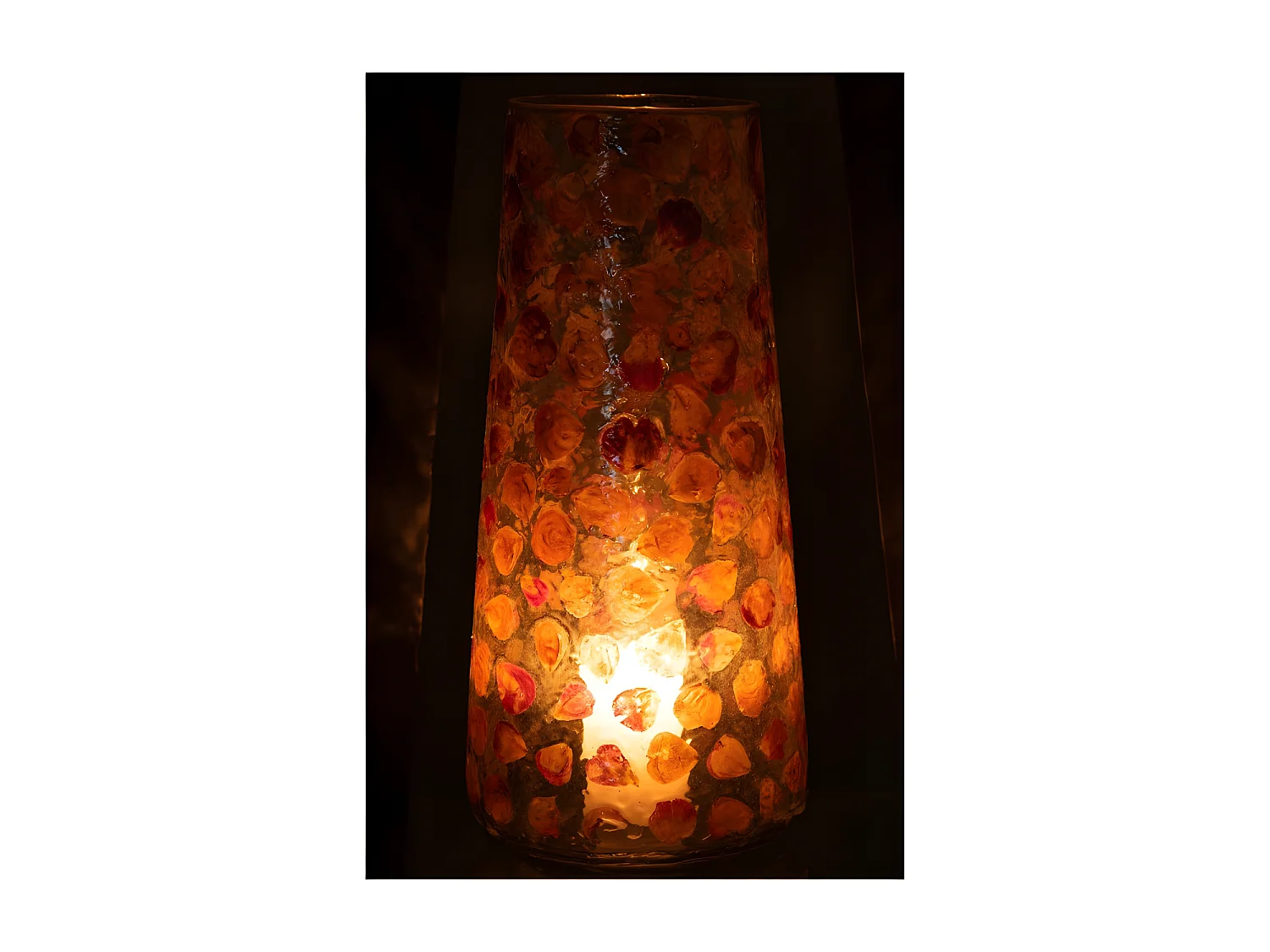 Vaso in vetro arancione maculato 18x18x37 cm