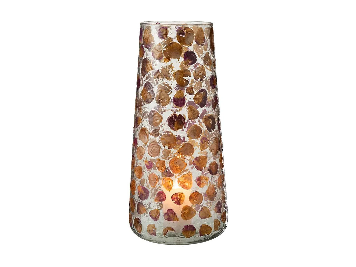 Jarrón manchado de vidrio naranja 18x18x37 cm