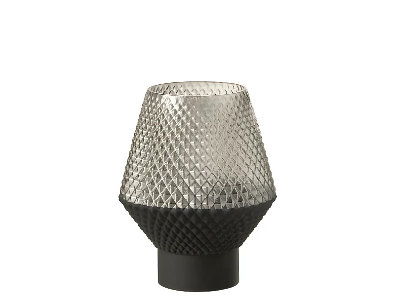 Vaso con motivi in vetro grigio 17x21cm