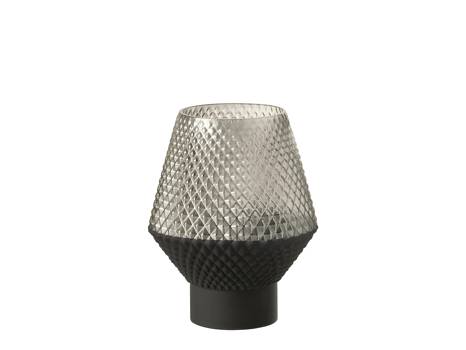 Jarrón con motivos en vidrio gris 17x21cm