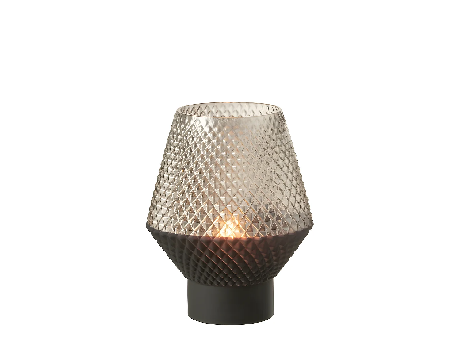 Jarrón con motivos en vidrio gris 17x21cm