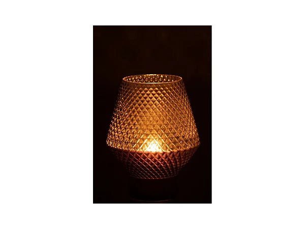 Jarrón con motivos en vidrio gris 17x21cm