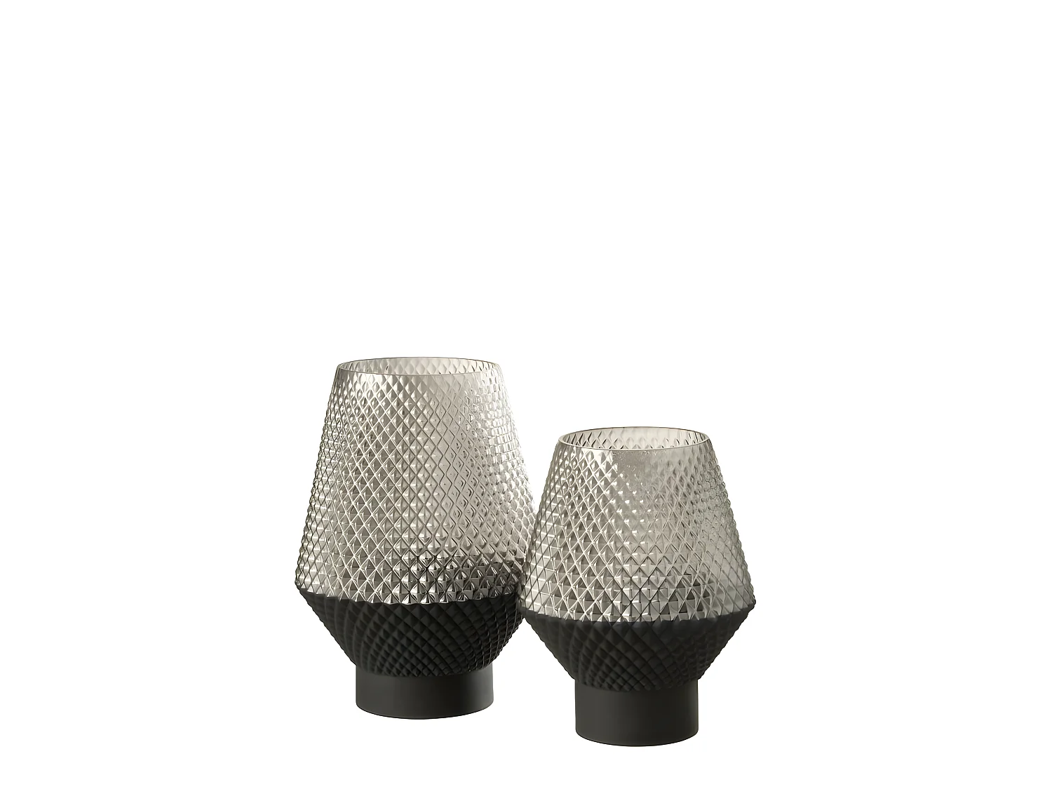 Jarrón con motivos en vidrio gris 17x21cm