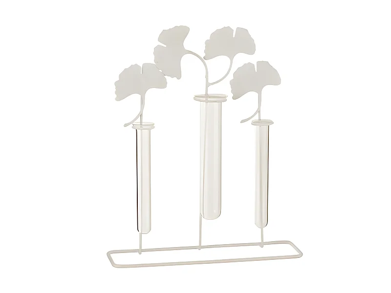 Vase Déco Fleurs "3 Porteurs" 32cm Blanc