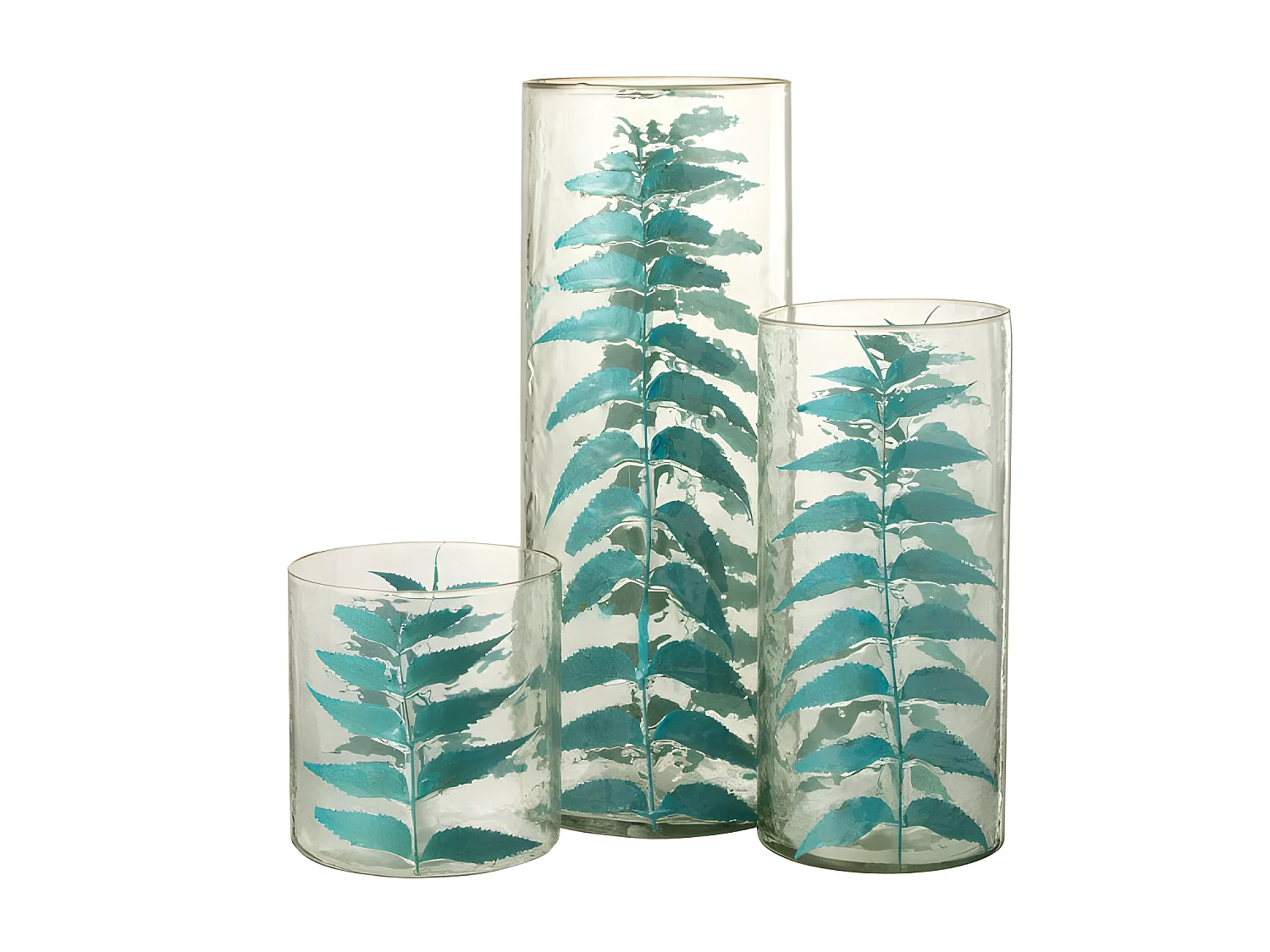 Vase avec feuille en verre multicouleur 14x14x30 cm