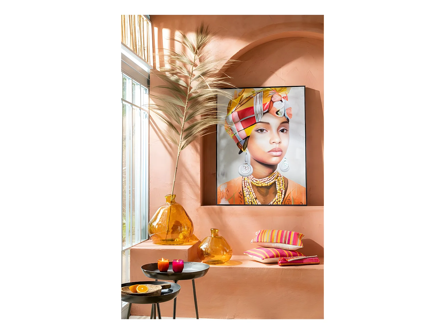 Jarrón irregular de vidrio ocre de 35x35x31 cm