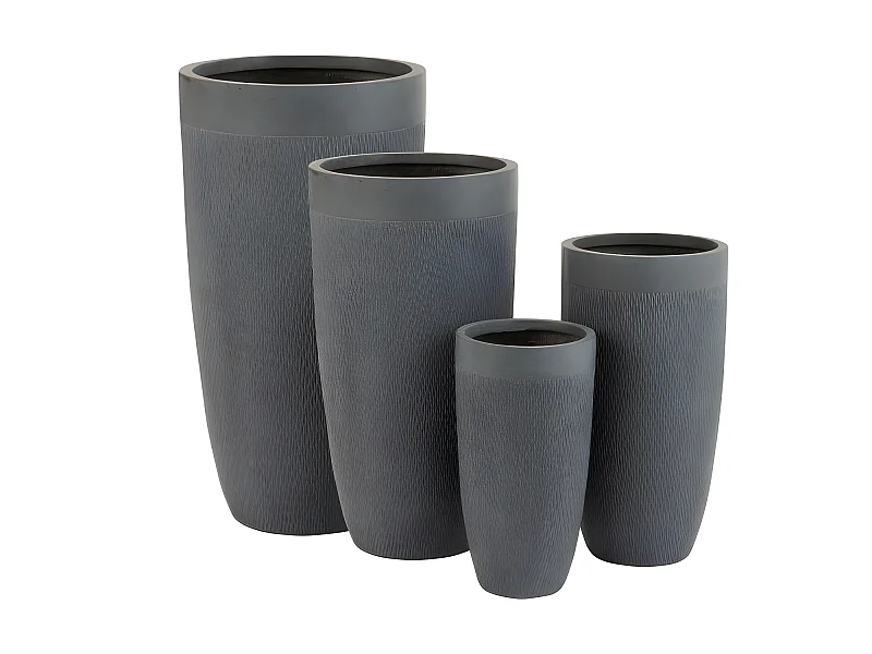 Set di 4 vasi in ceramica grigia 52,5x52,5x96,5 cm