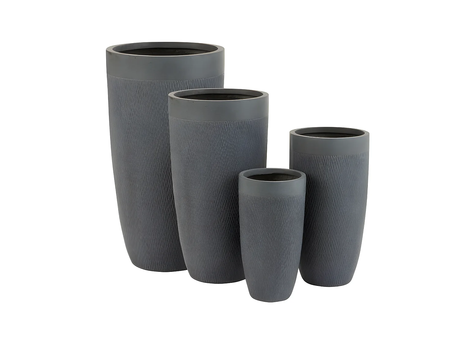 Set di 4 vasi in ceramica grigia 52,5x52,5x96,5 cm