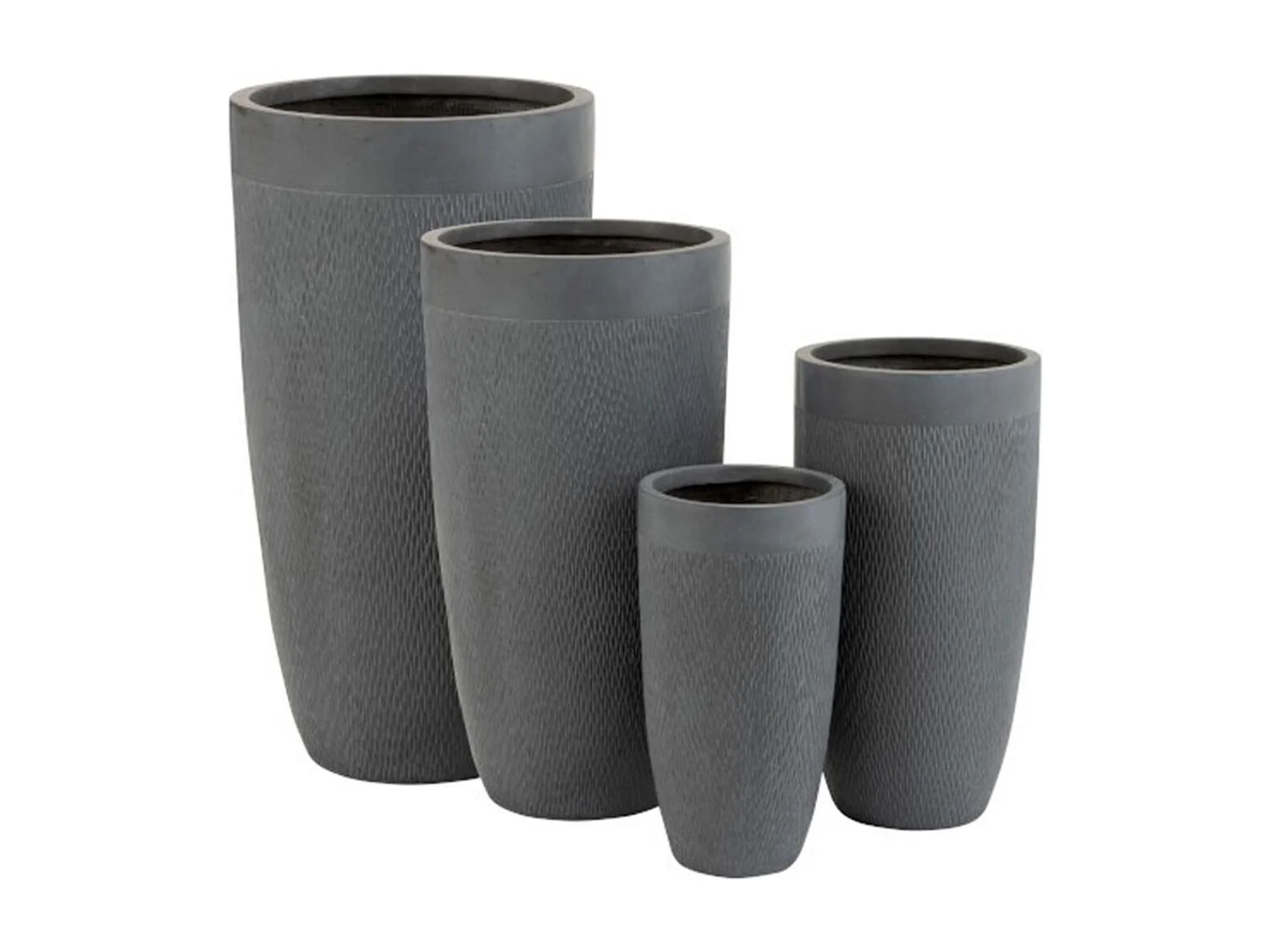 Set di 4 vasi in ceramica grigia 52,5x52,5x96,5 cm