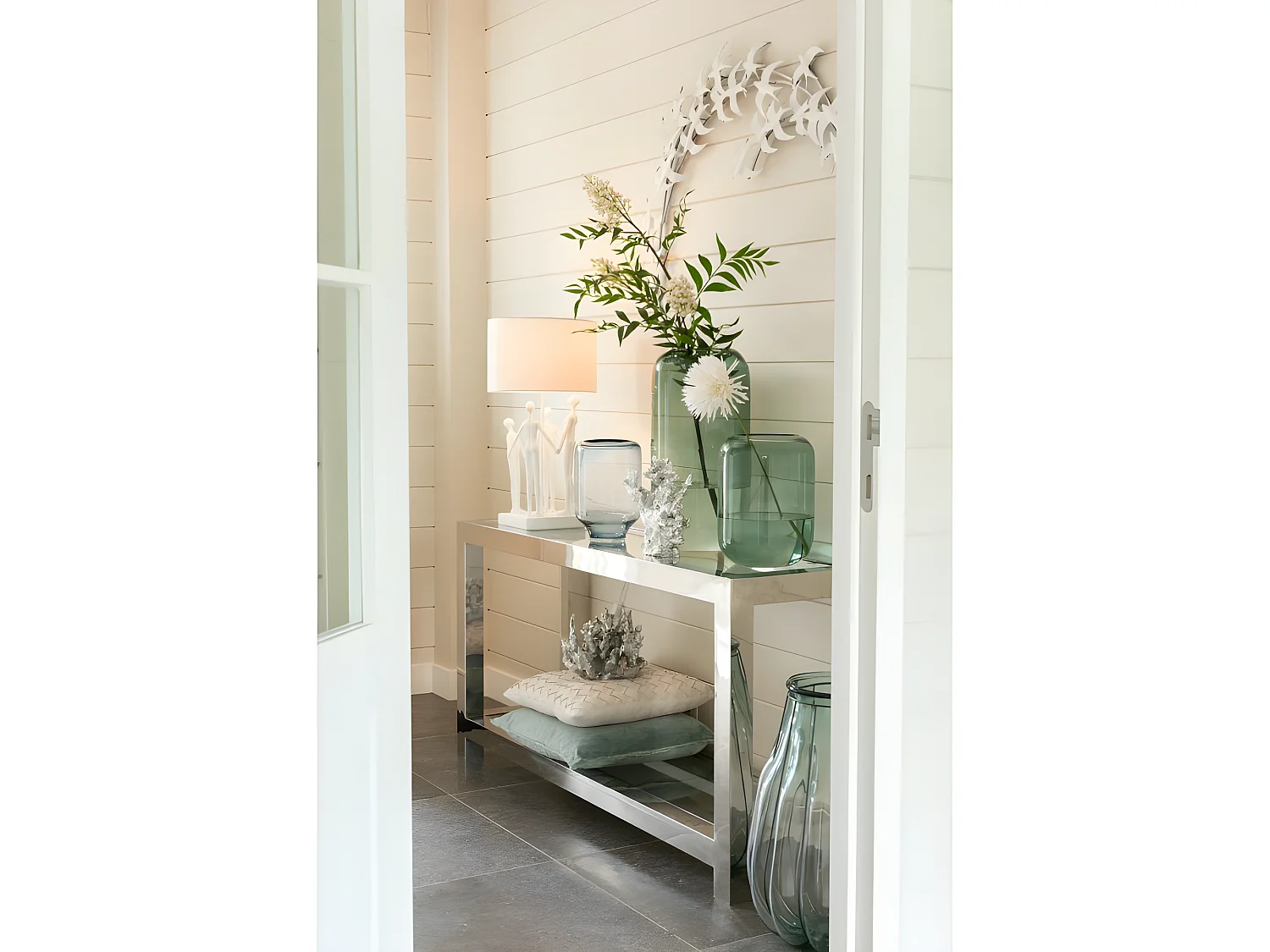 Vaso cilindrico in vetro verde 29x22x22 cm