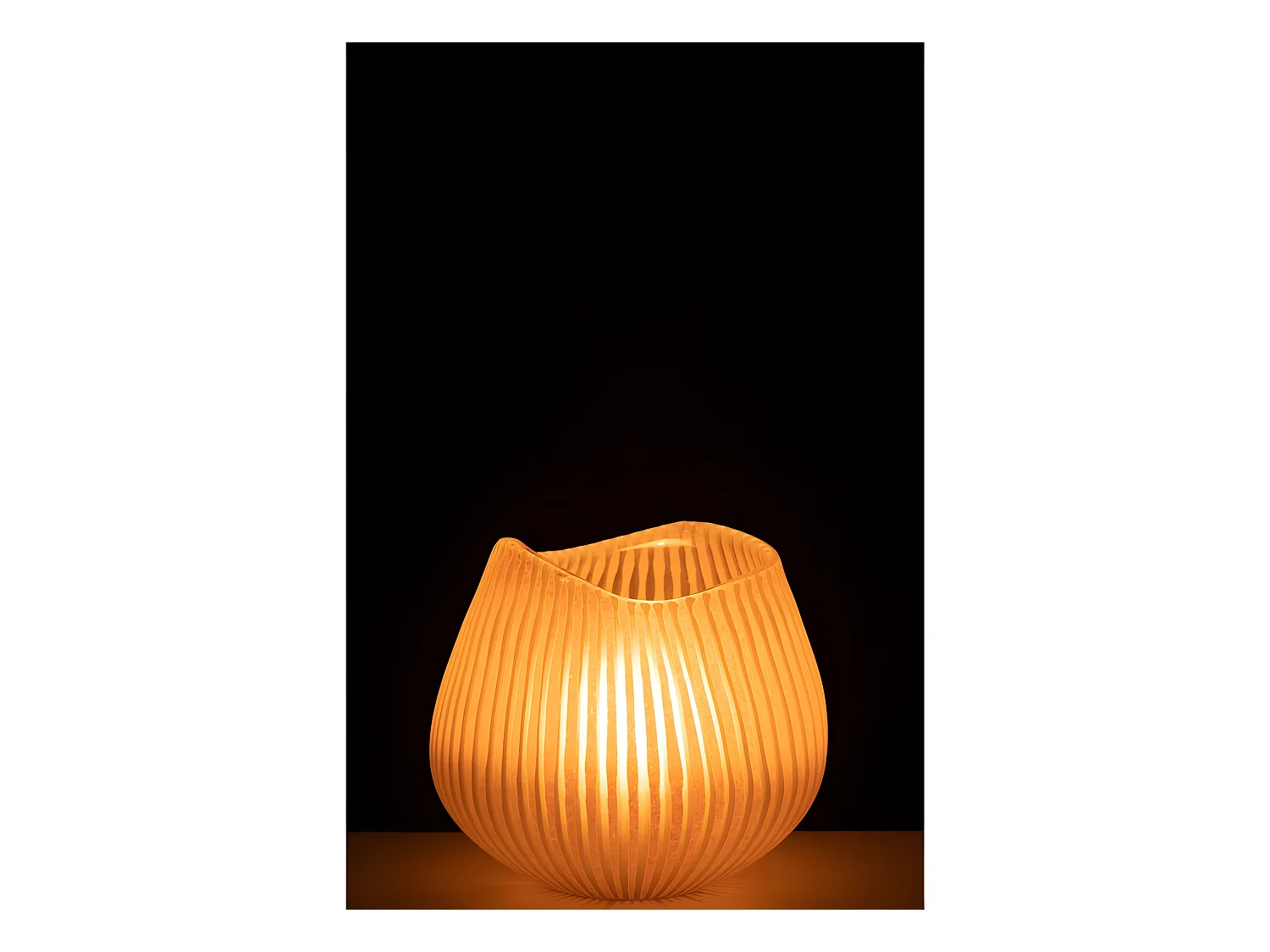 Vaso in vetro rosa rigato 21x22x21 cm