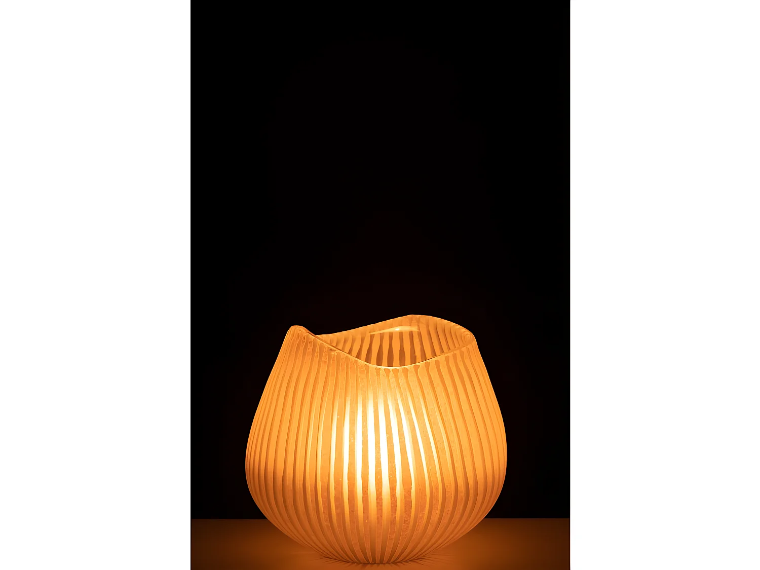 Jarrón de líneas de vidrio rosa 21x22x21 cm