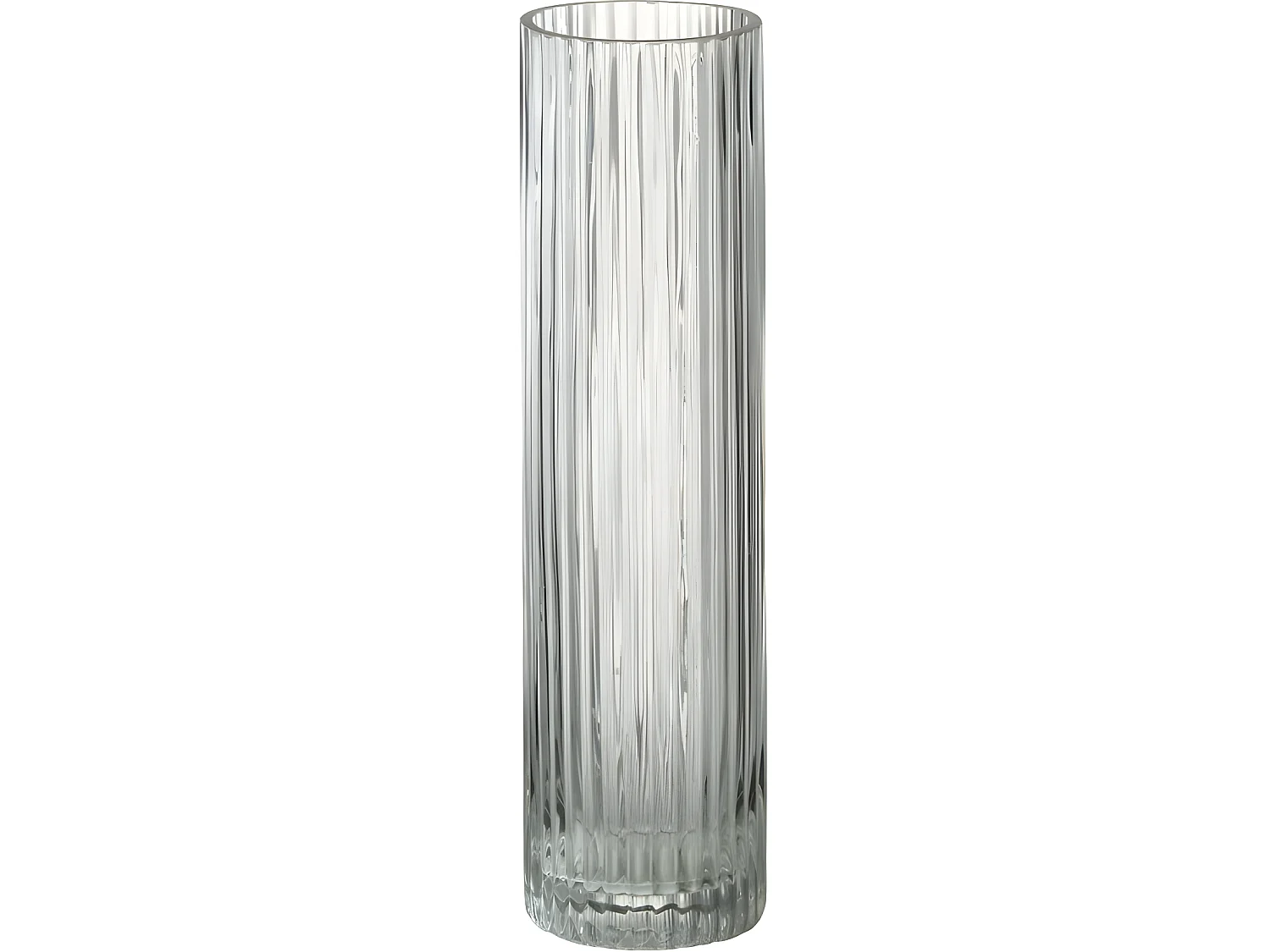 Jarrón cilíndrico con líneas de vidrio transparente 8x8x30 cm