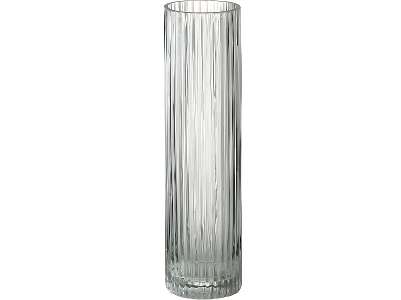 Jarrón cilíndrico con líneas de vidrio transparente 8x8x30 cm