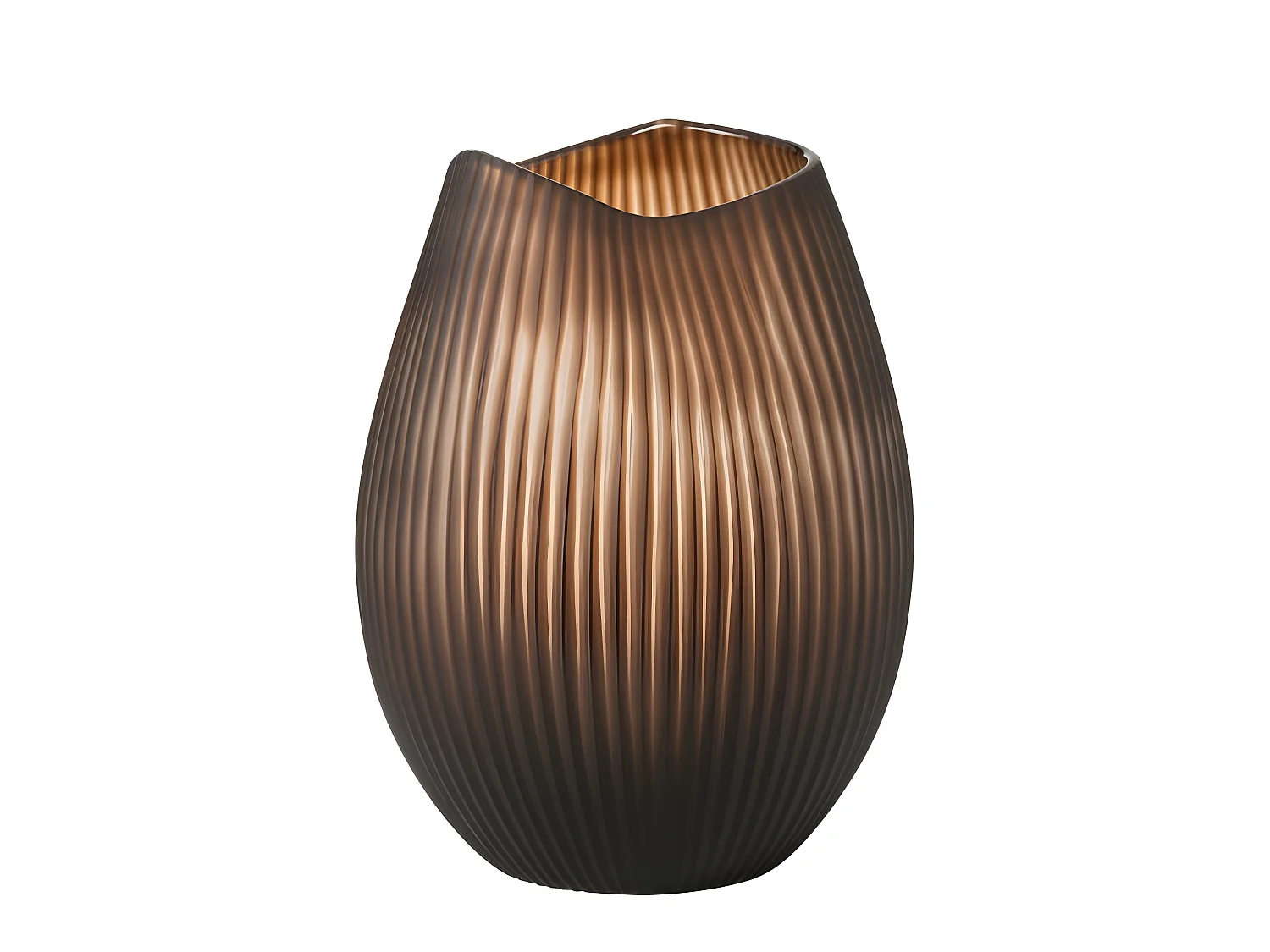 Jarrón de líneas de vidrio marrón 21x21x32 cm