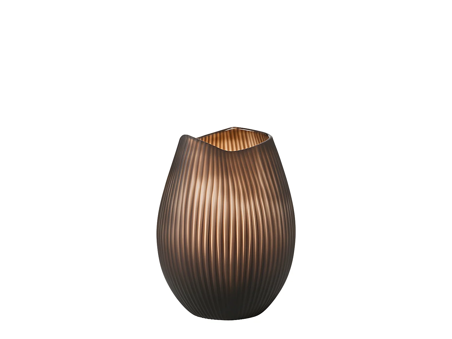 Jarrón de líneas de vidrio marrón 21x21x32 cm