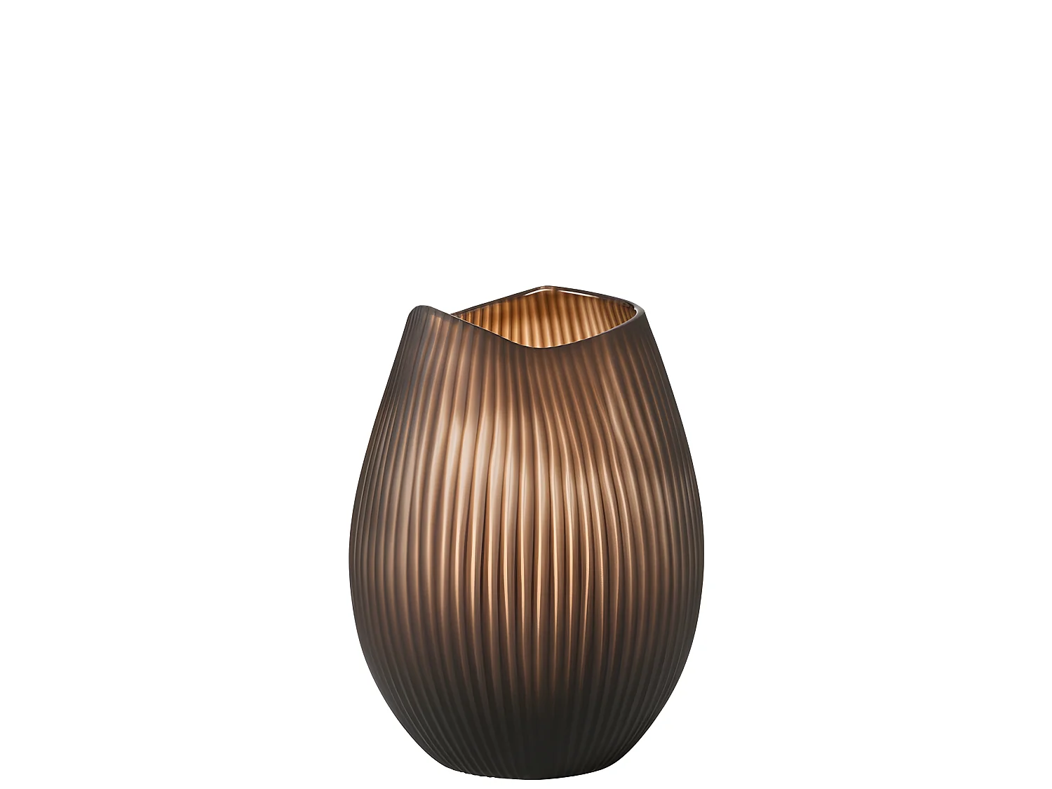 Jarrón de líneas de vidrio marrón 21x21x32 cm