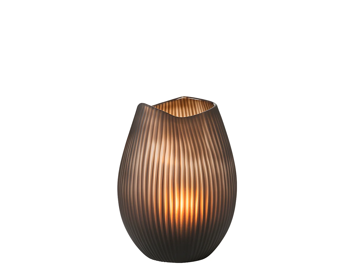 Jarrón de líneas de vidrio marrón 21x21x32 cm