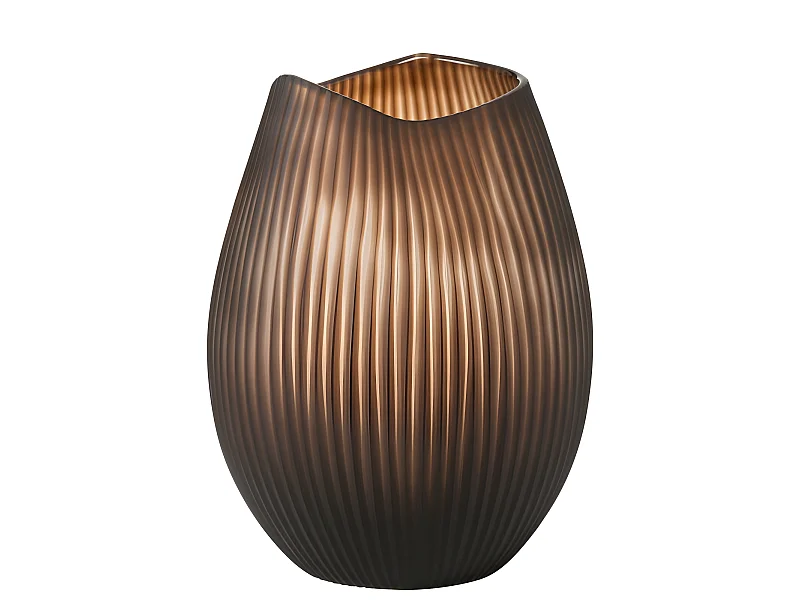 Vaso in vetro marrone rigato 21x21x32 cm