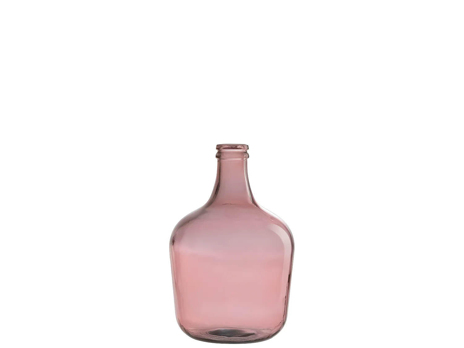 Jarrón de vidrio rosa en forma de damajuana